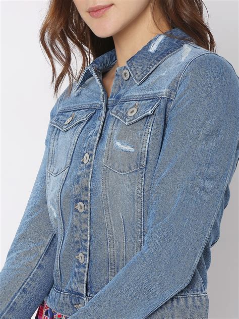 Blue Distressed Denim Jacket