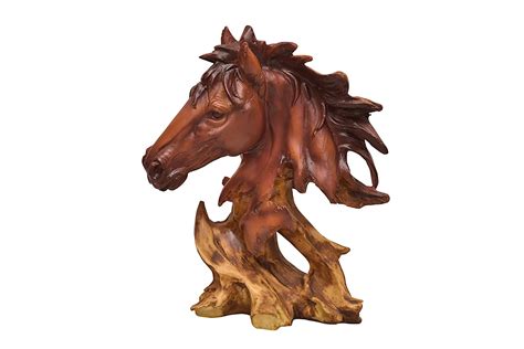 Antique Wooden Finish Resin Horse Face Showpiece for Bedroom