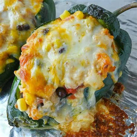 Chicken Stuffed Poblano Peppers- Butter Your Biscuit
