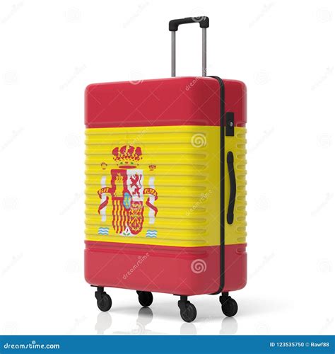 Spain Flag Suitcase Isolated on White Background. 3d Illustration Stock ...