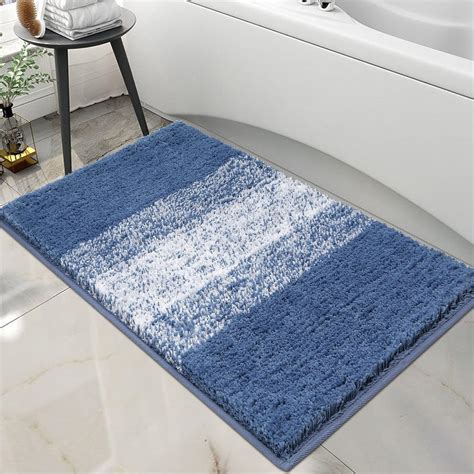 Enyhom Blue Bath Mats for Bathroom 45 x 65 cm Non Slip Absorbent ...