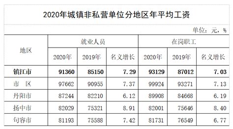 2020年镇江市城镇非私营单位年平均工资统计公报_人员