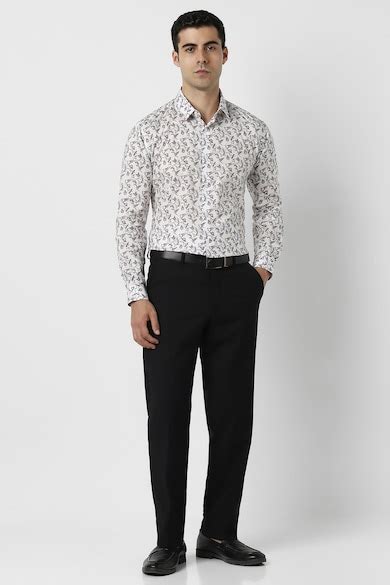 Buy Men White Print Full Sleeves Party Shirt Online - 40001601 | Van Heusen