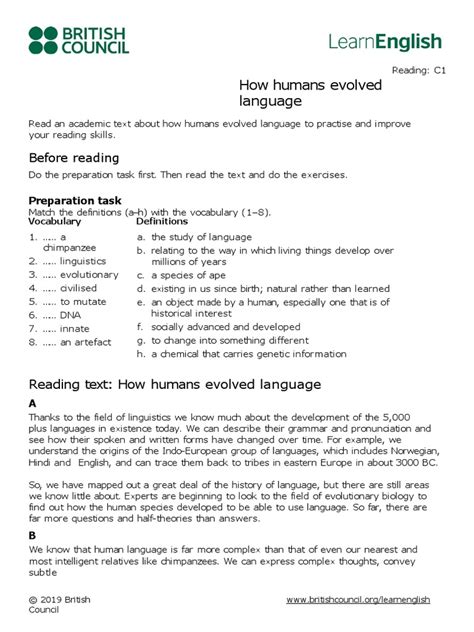Image result for The Evolution of Language Reading Answers