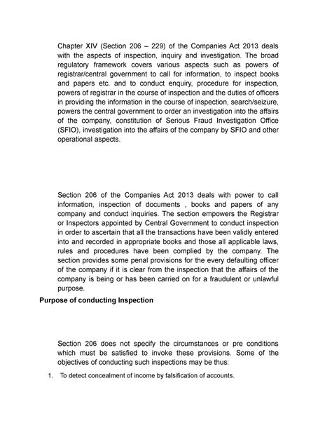 Inspection and Investigation Part 1 - Chapter XIV (Section 206 – 229 ...