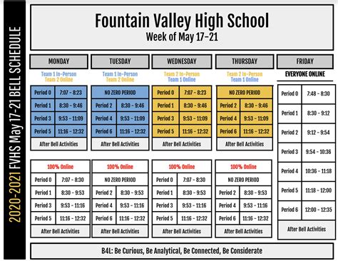 Bell Schedule for the Week of May 17-21 | Fountain Valley High School