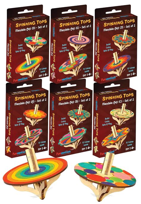 Buy Funvention DIY Spinning Top Kits (Mandal Art) Pack of 6 - Build ...