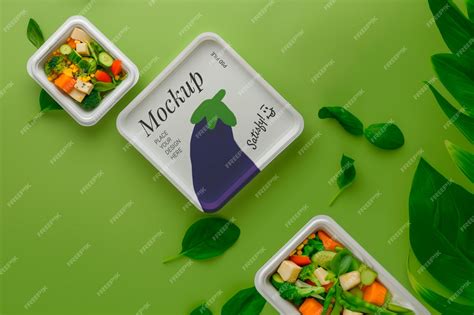 Premium PSD | Vegan food packaging mockup