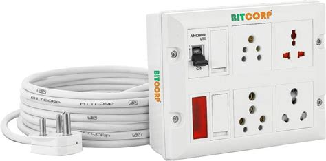BITCORP Extension Board MCB With 16A Sockets (2500W), 4 Switch With 2 ...