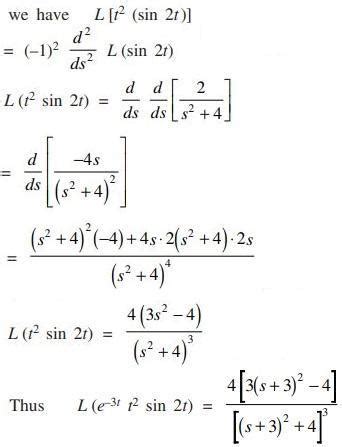 Find the Laplace transform of t^2 e^-3t sin 2t. - Brainly.in