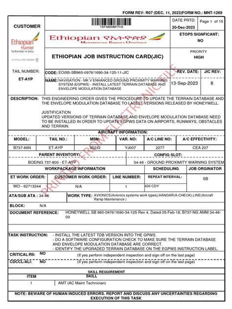 Image result for Non-Routine Task Card Sign Off Example