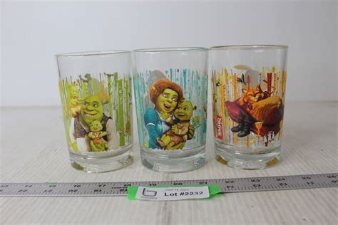 (3) McDonalds Collectible Shrek 4 Glasses