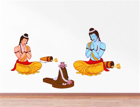 Buy Rawpockets Decals ' God Ram lakshman Worship Shiva' Large Size Wall ...