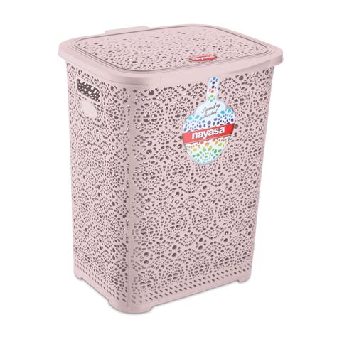 Nayasa Flower 64 Liters Laundry Basket for Clothes with Lid| Laundry ...