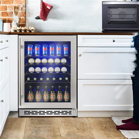Advanics 24 Inch Beverage Cooler & Refrigerator with Glass Door, Auto ...