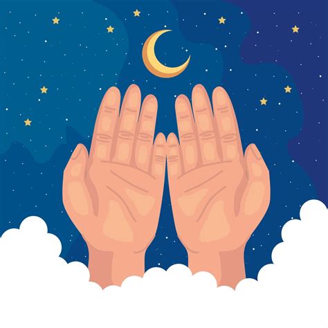 hands with crescent moon 10351119 Vector Art at Vecteezy