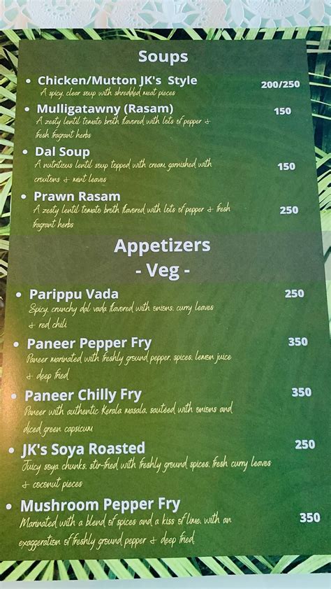 Menu at Just Kerala Restaurant & Bar, Mumbai, Hotel Samraj Building