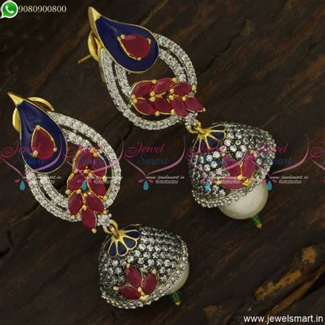 Trendy CZ Antique Jhumka Earrings A Kind of Fusion Meenakari Jewellery ...
