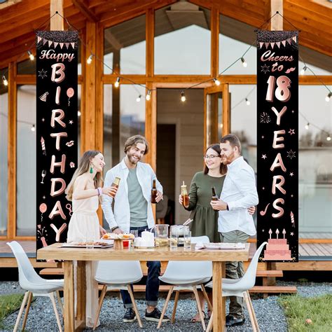 Buy ANVAVA 18th Birthday Door Banners Decorations Rose Gold Happy ...