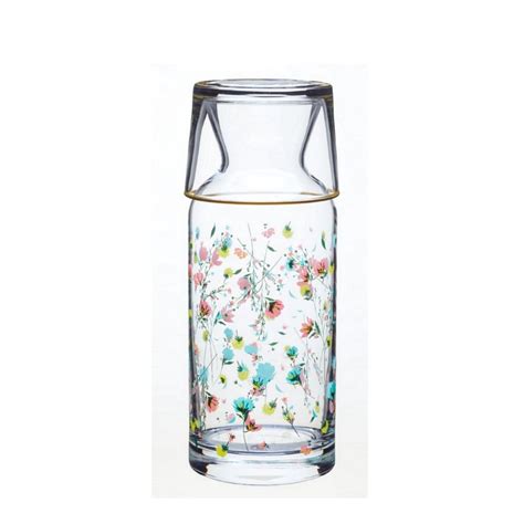 Bedside Water Carafe Glass Set With Tumbler 700ml Flora - Etsy UK