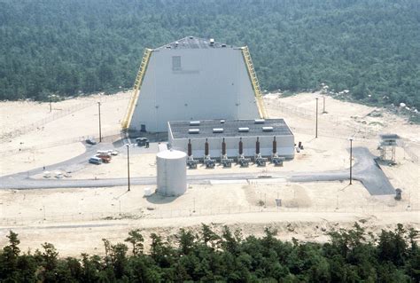 Aerial view of the antenna and power plant at the Pave Paws Radar Site ...