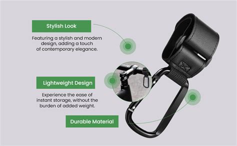 SNOWIE SOFT Universal 2-Pack Leather Pram Hooks With Metal Carabiner ...