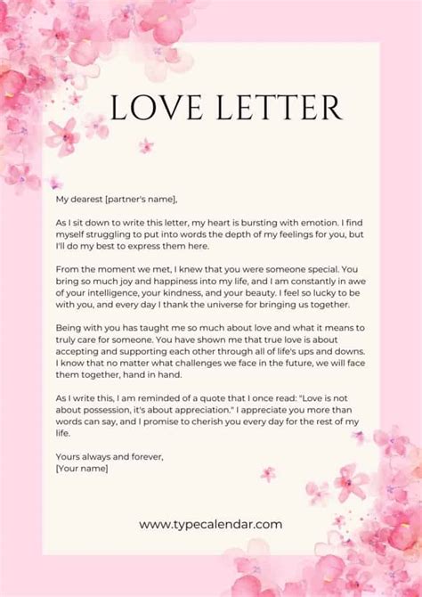 Free Printable Love Letter Templates [Word, PDF]