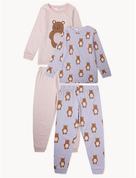 Buy Pack of 2 Pure Cotton Ribbed Pajama Set at Marks & Spencer