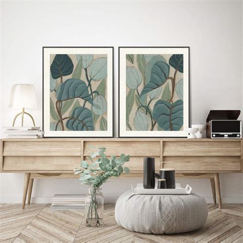Framed Wall Art Painting Set of 2 on Paper, Titled: Slate Palms ...