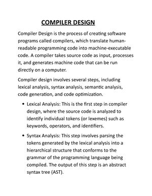 Compiler Design 2 - EXPLAINING ALL TOPIC 1. Definition of Compiler ...