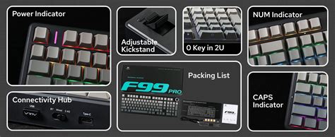 AULA F99 Pro Wireless Mechanical Keyboard,Tri-Mode BT5.0/2.4GHz/USB-C ...