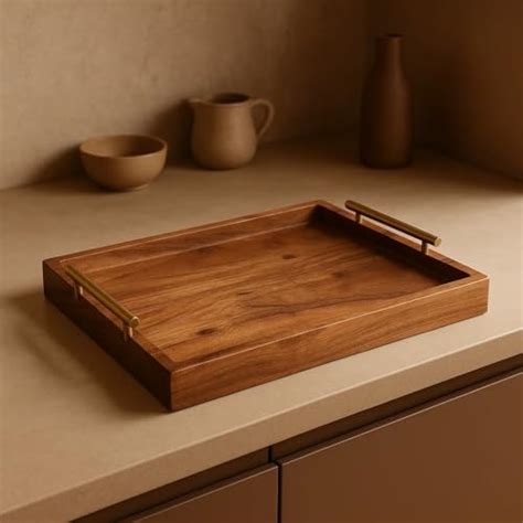 House of Jaro Premium Mango Wood Rectangular Serving Tray - Solid Wood ...