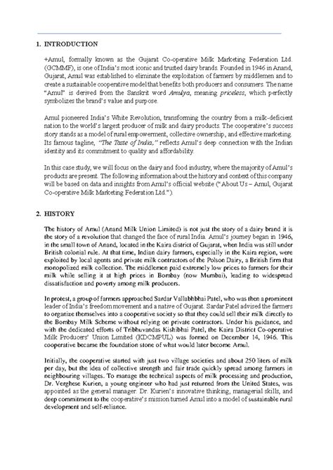 Case Study: AMUL's Business Model and Impact on Dairy Industry - Studocu