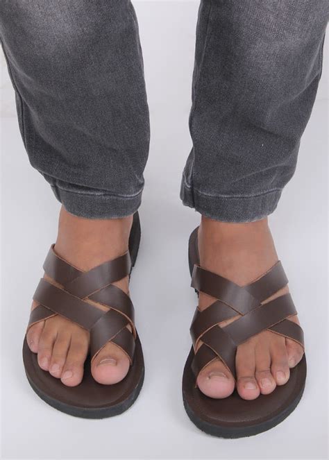 Get One-Toe Cross Strappy Leather Sandals at ₹ 1499 | LBB Shop
