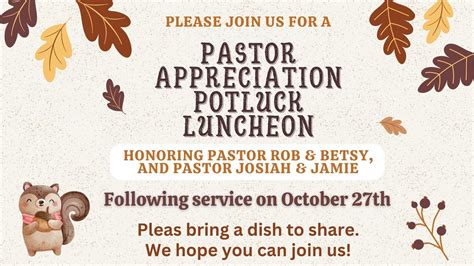Pastor Appreciation Potluck Luncheon, 220 South Pennsylvania Avenue ...