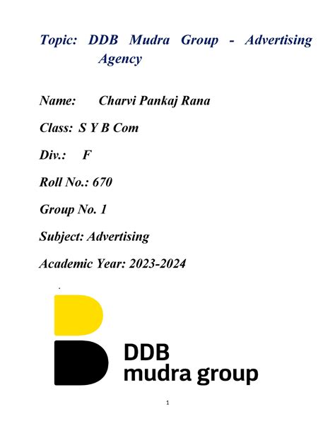Adverising Project - Topic: DDB Mudra Group - Advertising Agency Name ...