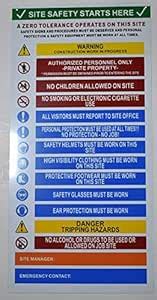 SITE Safety Sign- PPE Sign -(White,Aluminum,Heavy Duty,12X21, Rust Free ...