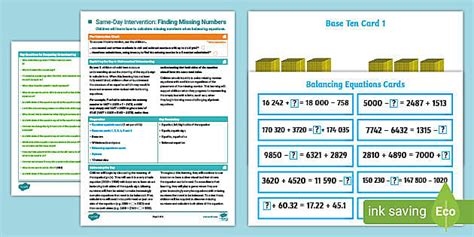 👉 Year 5 Same-Day Intervention Plan: Finding Missing Numbers