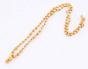 Mallepula Gold Plated Brass Gold Beads Chain for Girls Beads Gold ...