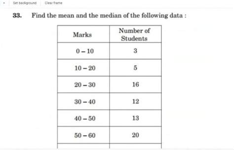 33. Find the mean and the median of the following data: Number of ...