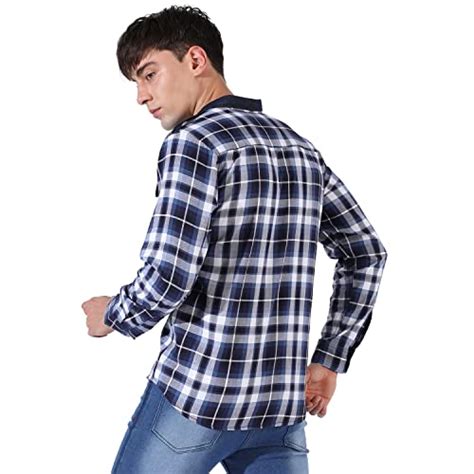 Buy Campus Sutra Men's Navy Blue Checkered Button Up Collared Shirt for ...