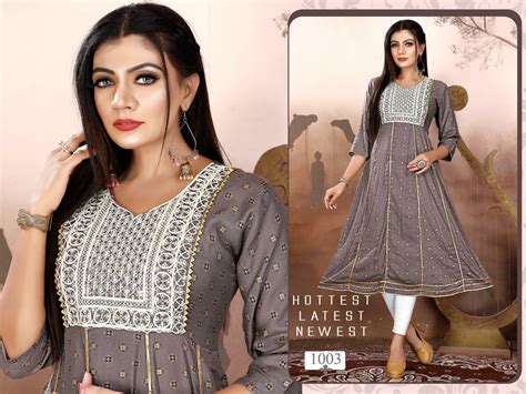 Golden Luxuria 1 Heavy Rayon Anarkali Kurti Collection :textileexport
