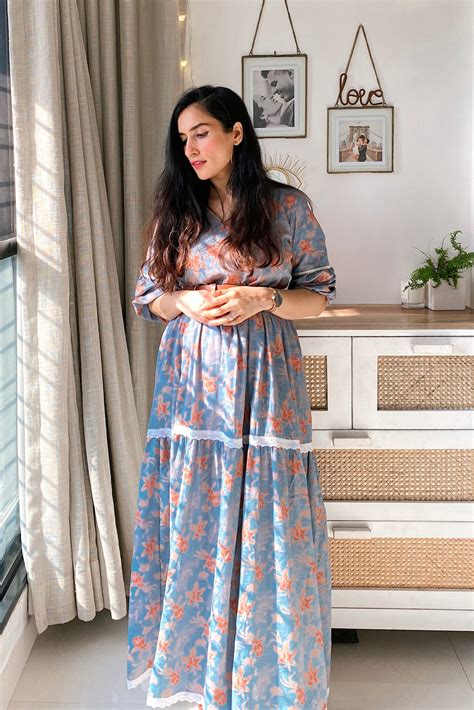 Grey Floral printed Maxi – kaseeda