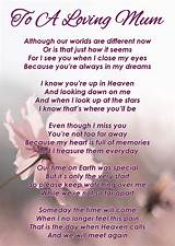 Buy to A Loving Mum Memorial Graveside Funeral Poem Keepsake Card ...