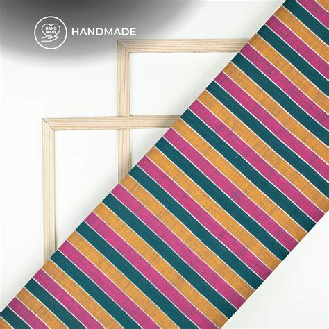 Multi-Color Stripes Lurex Slub Pure Handloom Cotton Slub Fabric – Fabcurate