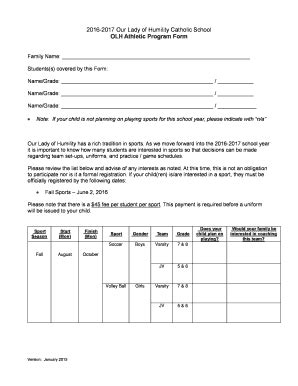 Fillable Online olhschool 2016-2017 Our Lady of Humility Catholic ...