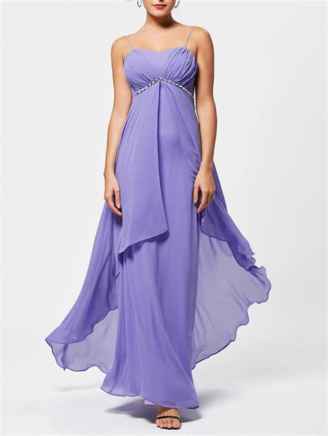2018 Maxi Empire Waist Cami Evening Dress In Dahlia L | Rosegal.com
