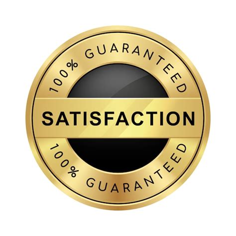 100% satisfaction garantie badge logo de luxe métallique brillant noir ...