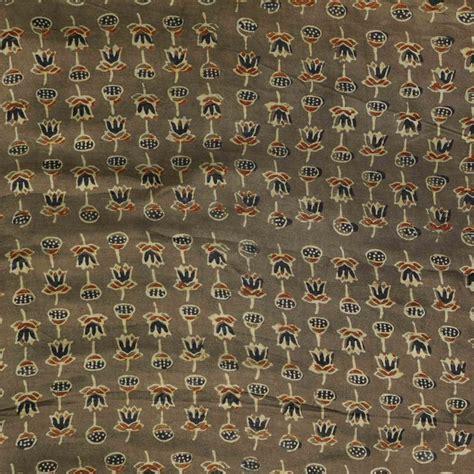 Muslin Ajrak Brown With Flower Creeper Hand Block Print Fabric – Sanskruti