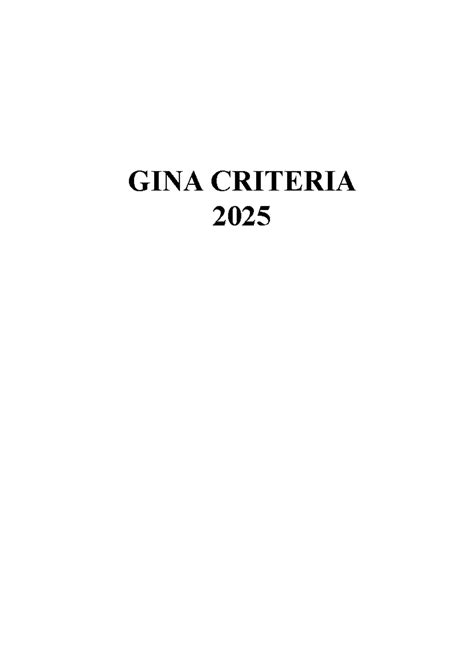 GINA 2025 Asthma Criteria: Definition, Diagnosis, and Management - Studocu